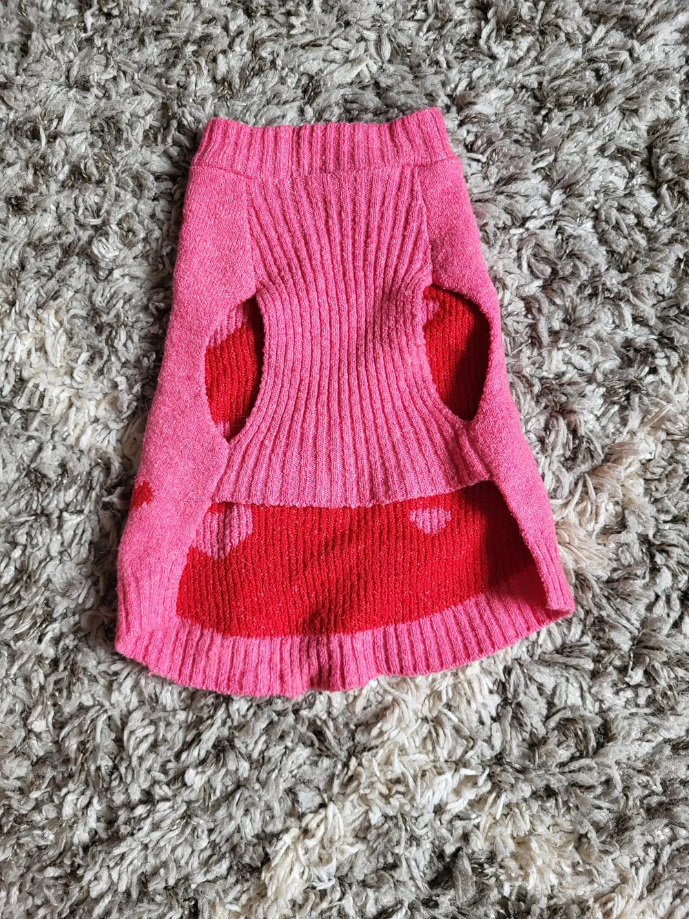 Pink Heart-Print Dog Sweater